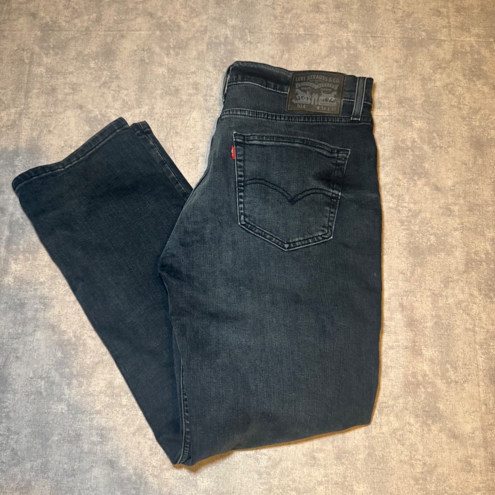 Levis 514 Straight Fit Jeans Mens 34x32 Dark Wash Black Denim Pants
